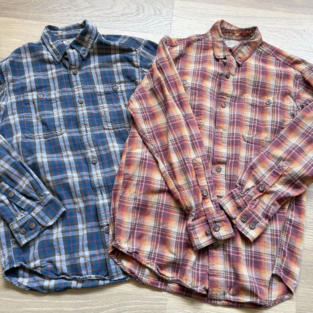 Duluth Trading Lot 2 Shirts Men Medium Flannel Plaid Rugged Workwear